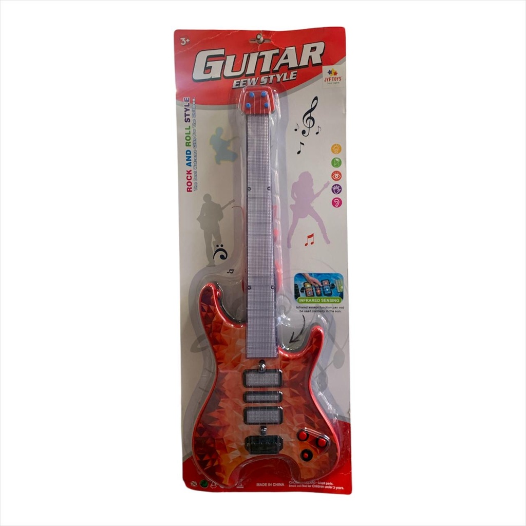 GUITARRA ROJA Y NEGRO CON MUSICA