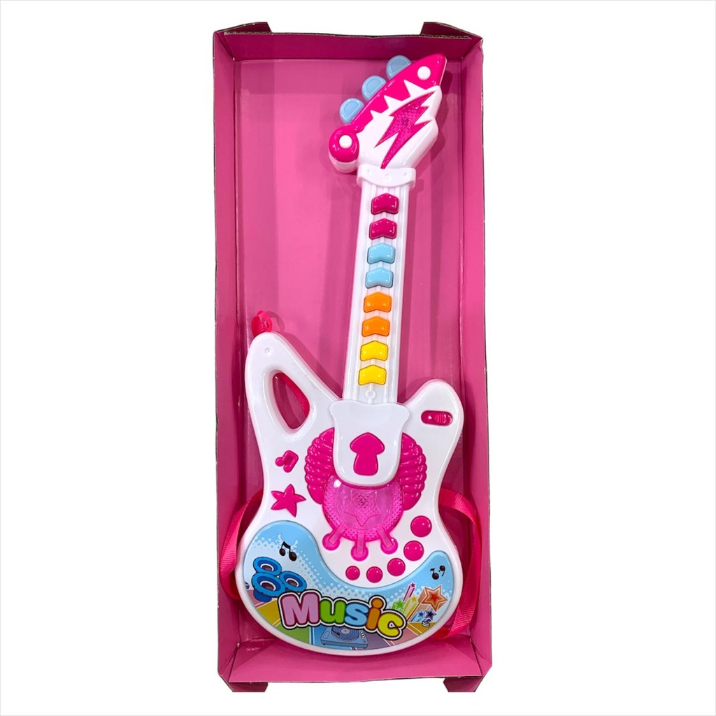 ROCK GUITAR ROSA Y BLANCO