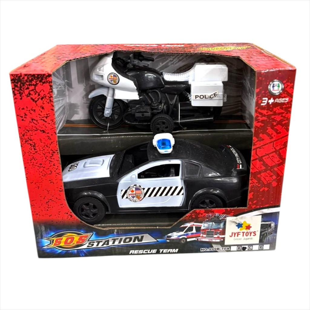 SET DE POLICIA CON AUTO Y MOTO