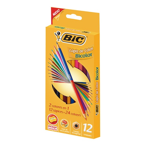 LAPICES DE COLORES BIC BICOLOR X12