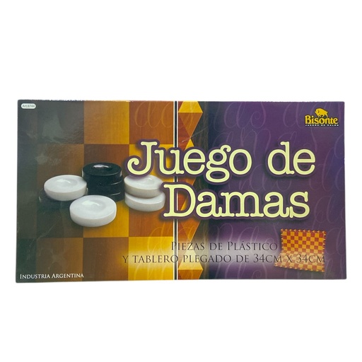 [8744] DAMAS TABLERO 34X34 FICHAS DE PLASTICO